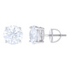 925 Sterling Silver Moissanite 8mm 4 Prong Solitaire Round Stud Earrings 4 TCW