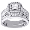 14K White Gold Princess Cut Diamond Solitaire Wedding Ring Bridal Set 1.60 CT.
