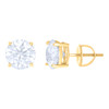 Yellow Gold Plated Moissanite 8mm 4 Prong Solitaire Round Stud Earrings 4 TCW