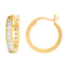 Yellow Gold Plated Channel Moissanite 16mm 1 Row Hinged Hoop Earrings 1.20 CT