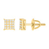 925 Yellow Gold Plated Moissanite 5mm 4 Prong Flat Square Stud Earrings 0.13 CT