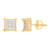 Yellow Gold Plated Moissanite 8mm Concave 3D Kite Square Stud Earrings 4/5 CT