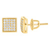 925 Yellow Gold Plated Moissanite 7mm Cluster Domed Square Stud Earrings 2/5 CT