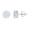 925 Sterling Silver Moissanite Women's 8mm Cluster Flower Stud Earrings 1.32 CT