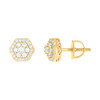 925 Yellow Gold Plated Moissanite 8mm Double Flower Halo Stud Earrings 0.45 CT