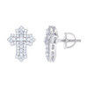 Sterling Silver Baguette Moissanite Unisex Pointed Cross Stud Earrings 1.16 CT