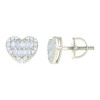 925 Sterling Silver Baguette Moissanite Women's 9mm Heart Stud Earrings 0.67 CT