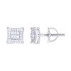 Sterling Silver Baguette Moissanite 7mm Concave Square Kite Stud Earrings 1/2 CT