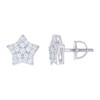 925 Sterling Silver Round Moissanite Unisex 10mm Tier Star Stud Earrings 0.55 CT