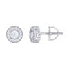 Sterling Silver Moissanite 7mm Milgrain Solitaire 3D Round Stud Earrings 3/4 CT