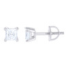 Sterling Silver Moissanite 3.5mm Basket Solitaire Princess Stud Earrings 3/5 TCW