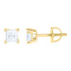 Yellow Gold Plated Moissanite 4mm Basket Solitaire Princess Stud Earrings 3/5 CT