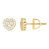 925 Yellow Gold Plated Moissanite 7.5mm Milgrain Halo Heart Stud Earrings 2/5 CT