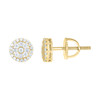 Silver Yellow Gold Plated Baguette Moissanite 7mm Floral Stud Earrings 1/2 CT