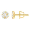 Yellow Gold Plated Moissanite 6.5mm Double Halo U-Cut Round Stud Earrings 1/4 CT