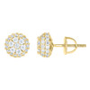 Yellow Gold Plated Moissanite 9mm Cluster Domed 3D Round Stud Earrings 1.30 CT