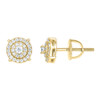 Yellow Gold Plated Moissanite 8mm Solitaire 4 Prong Round Stud Earrings 2/5 CT