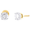 14K Yellow Gold Lab Grown Diamond 11mm Solitaire Round Stud Earrings 1.84 TCW