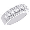 10K White Gold Lab Grown Diamond Men's 8mm Tiered 3 Row Wedding Band 2.58 CT