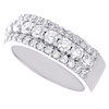 10K White Gold Lab Grown Diamond Men's 8mm Tiered 3 Row Wedding Band 2.58 CT