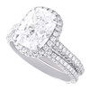 14K White Gold Lab Grown Solitaire Diamond Cushion 3D Halo Bridal Set 4.77 CT
