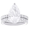 14K White Gold Lab Grown Diamond Solitaire Pear Hidden Halo Bridal Set 6.88 CT