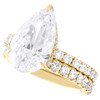 14K Yellow Gold Lab Grown Diamond Solitaire Pear Hidden Halo Bridal Set 7 TCW