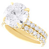 14K Yellow Gold Lab Grown Diamond Solitaire Round Hidden Halo Bridal Set 6.70 CT