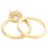 14K Yellow Gold Lab Grown Diamond Solitaire Round Hidden Halo Bridal Set 6.70 CT