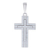 925 Sterling Silver Moissanite Double Halo Charm Tier Latin Cross Pendant 3/5 CT