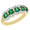 10K Yellow Gold Created Emerald & Diamond Anniversary Ring Wedding Band 0.47 Ct.