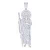 Sterling Silver Baguette Moissanite Iced Out Saint Charm St Jude Pendant 2.64 CT