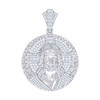 925 Sterling Silver Moissanite Nugget Medallion Jesus w/ Cross Pendant 3.67 CT