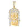 925 Yellow Gold Plated Baguette Moissanite Head Charm Jesus Face Pendant 6.80 CT