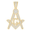Yellow Gold Plated Moissanite Pave Mason Symbol Charm Masonic Pendant 1.91 CT