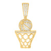 925 Yellow Gold Plated Moissanite Sports Charm Basketball & Hoop Pendant 1.15 CT