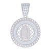 925 Sterling Silver Moissanite Cuban Border Mother Mary Guadalupe Pendant 6/7 CT