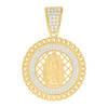 Yellow Gold Plated Moissanite Cuban Border Mother Mary Guadalupe Pendant 6/7 CT