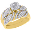 Diamond Wedding Bridal Set 10K Yellow Gold Circle & Leaf Engagement Ring 0.40 Ct