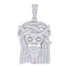 925 Sterling Silver Moissanite Round Cut Head Charm Jesus Face Pendant 0.78 CT