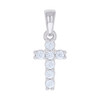 925 Sterling Silver Round Cut Moissanite Charm Mini Prong Cross Pendant 1/4 CT