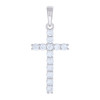 925 Sterling Silver Round Moissanite Charm Prong Set 1 Row Cross Pendant 1.37 CT