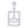 Sterling Silver Moissanite Islamic Charm Rectangle Frame Allah Pendant 1.58 CT