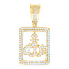 Yellow Gold Plated Moissanite Islam Charm Rectangle Frame Allah Pendant 1.58 CT