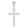Sterling Silver Moissanite Religious Charm Flower Cluster Cross Pendant 1.68 CT