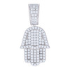 925 Sterling Silver Moissanite Religious Symbol Charm Hamsa Hand Pendant 1.19 CT