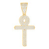 Yellow Gold Plated Moissanite Religious Charm Iced Out Ankh Cross Pendant 1 CT