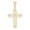 Yellow Gold Plated Moissanite Religion Charm Pointed Cross Frame Pendant 1.51 CT
