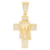 Yellow Gold Plated Moissanite Religion Charm Jesus Face on Cross Pendant 1.06 CT