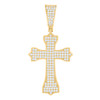 925 Yellow Gold Plated Moissanite Religious Charm Budded Cross Pendant 1.31 CT
